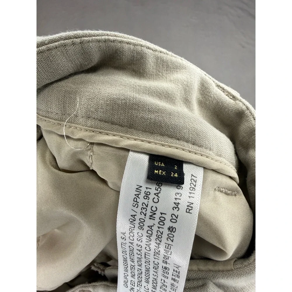Massimo Dutti Womens Tan Khaki High Rise Slim Fit Trousers Size 2